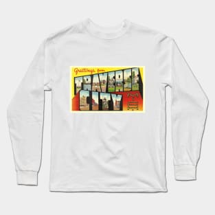 Greetings from Traverse City Michigan, Vintage Large Letter Postcard Long Sleeve T-Shirt